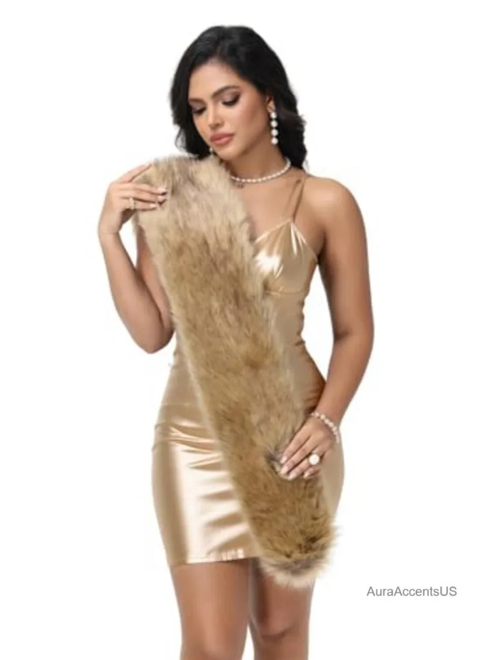 Faux Fur Shawl Wrap Stole Scarf for Women, Cold Winter Warm Neck Warmer, Party
